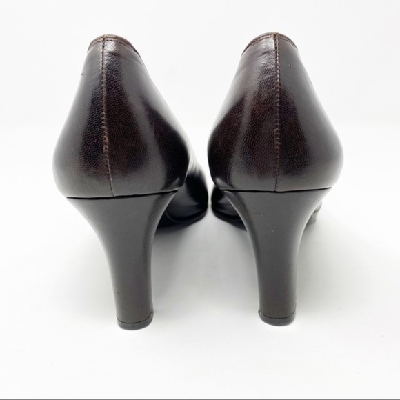 Salvatore Ferragamo Peep Toe Heels Brown 8 - Picture 4 of 10
